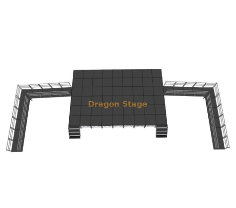 Professional 10.98x7.32m Portable Aluminum Stage System with ADA Ramps And 2 Stairs & Adjustable Height 0.8-1.2m