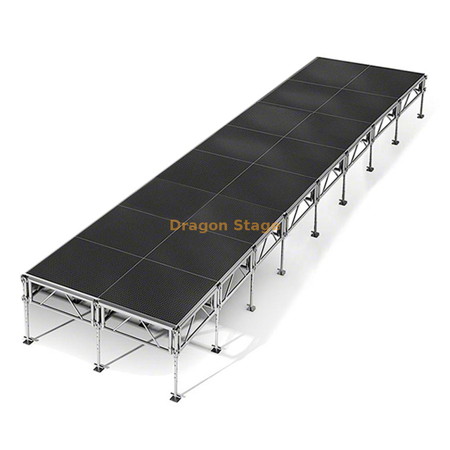 32' x 8' Modular Aluminum Mobile Stage System - Height Adjustable (0.4m - 2m)