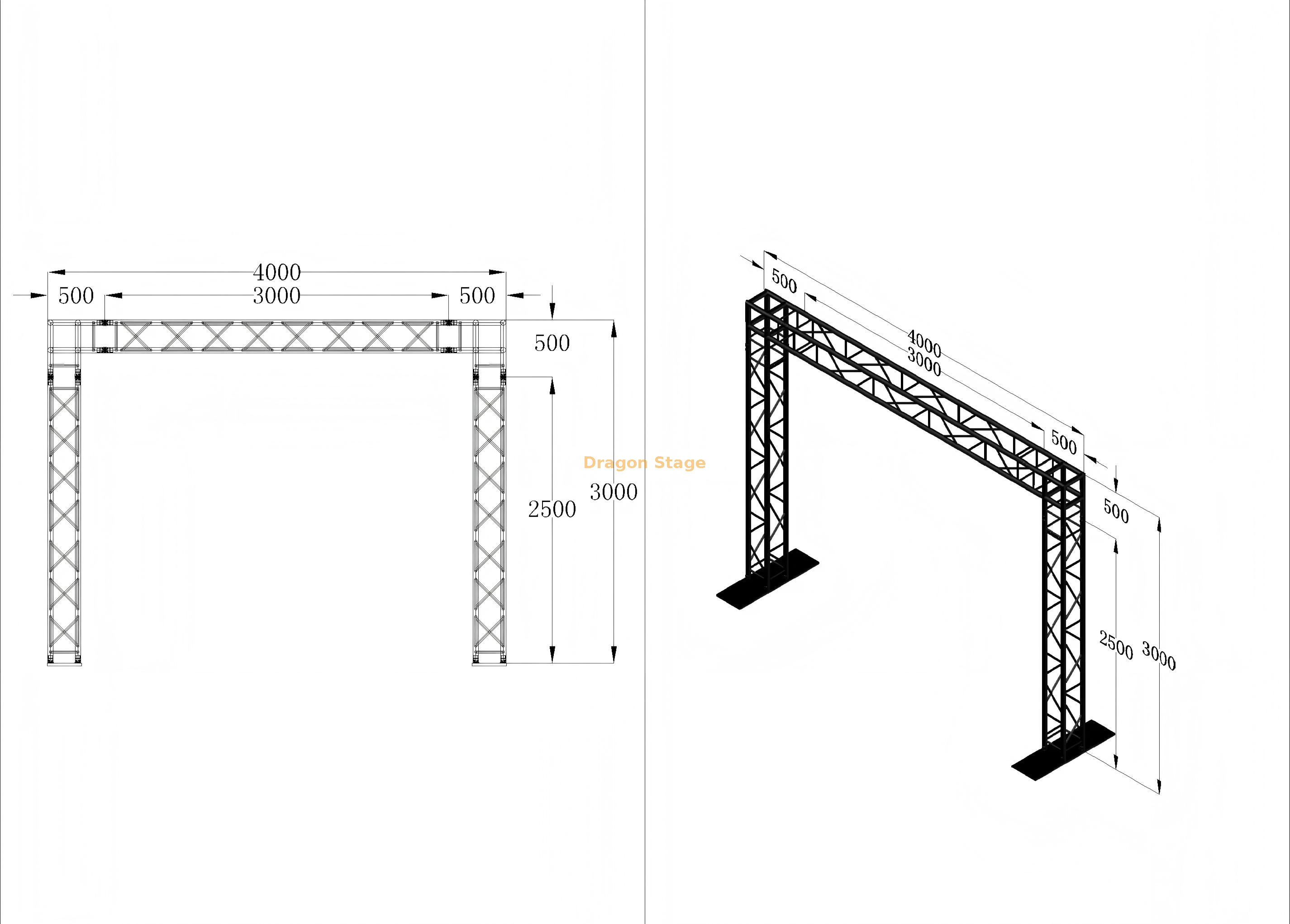 Aluminum Alloy Mobile Goalpost Truss System for LED Screens and Stage Lighting