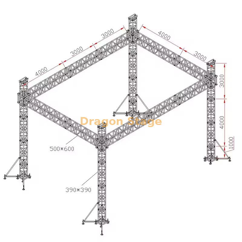 Heavy Duty Stage Equipment Lighting Truss System 10x7x8m