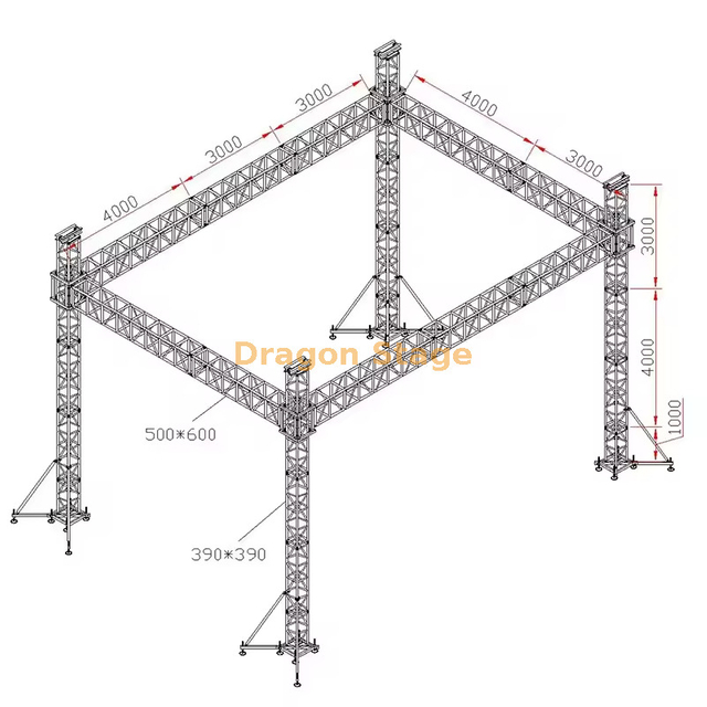 Heavy Duty Stage Equipment Lighting Truss System 10x7x8m