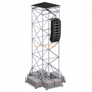 2x2x10m Ringlock Line Array Hanging Tower with Roof, Ballast and Working Platform