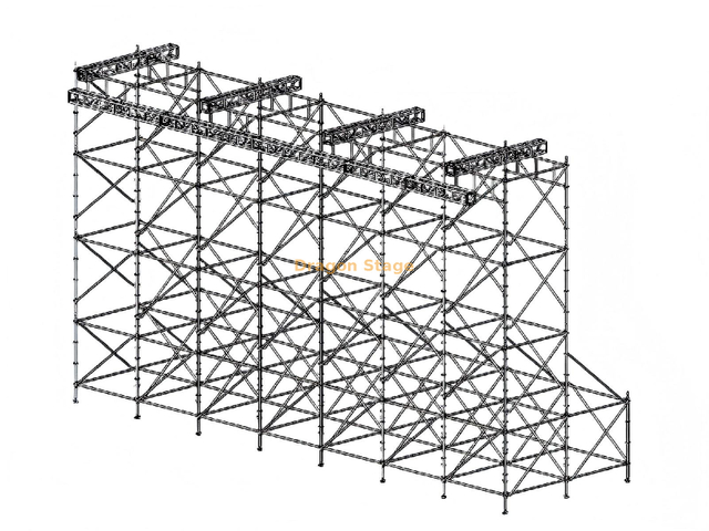 14x4x8m Double-Row Ringlock LED Screen Hanging Structure with 14m Truss Beam