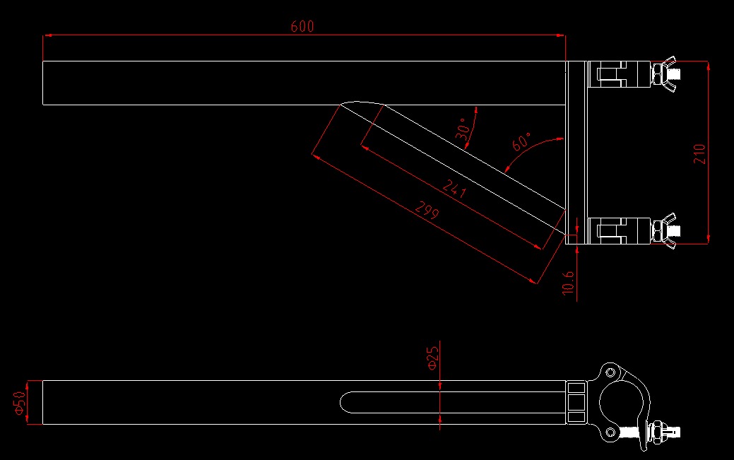 boom arm drawing with specifications