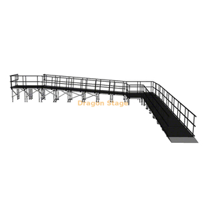 12.25x10.70m 90-Degree Modular Aluminum Stage Ramp with Landing and Guardrails