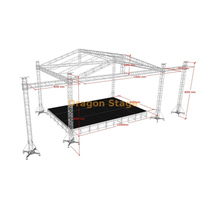 13x10x8m Aluminum Concert Stage Roof Truss System with 4m LED Wings