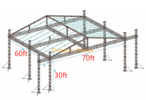 Aluminum Portable Box Roof Stage Truss Manufacturers 60x70x30ft
