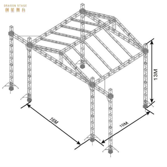 Custom Aluminum Ceiling Lighting Roof Tube Truss Structure for Events