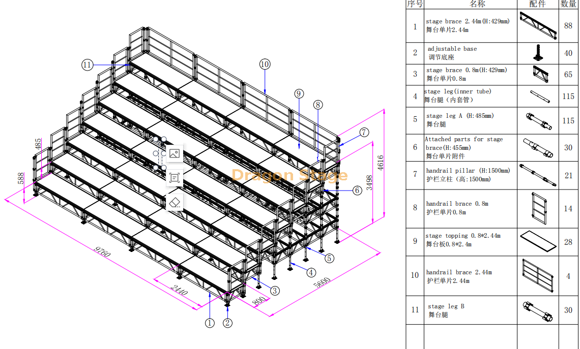 drawing of bleacher