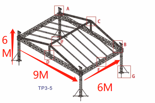 Spigot Box Truss Roof 9x6x6m 4 Pillars with Roof