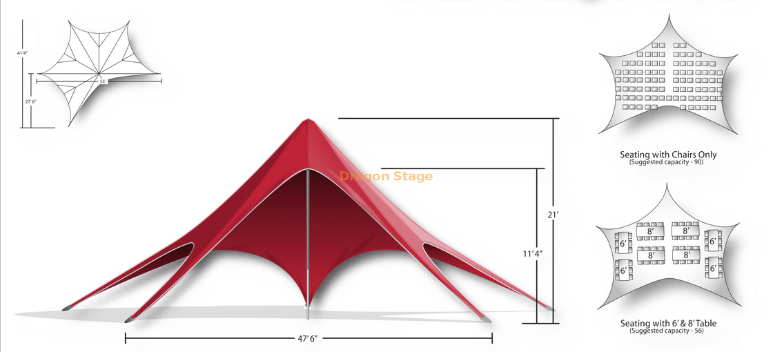 Round Portable Outdoor concert stage for sale Diameter 53 ft / 16m