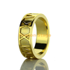 fashion hollow rings jewelry women custom stainless steel gold plated rome numeral ring