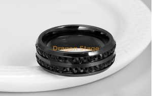 2017 Black diamond titanium steel jewelry wedding ring for men