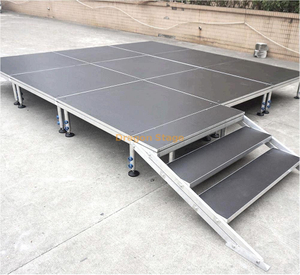 1.22x1.22m Aluminum Quik Stage 4'x4' Portable Stage with Black Polyvinyl Non-Skid Surface