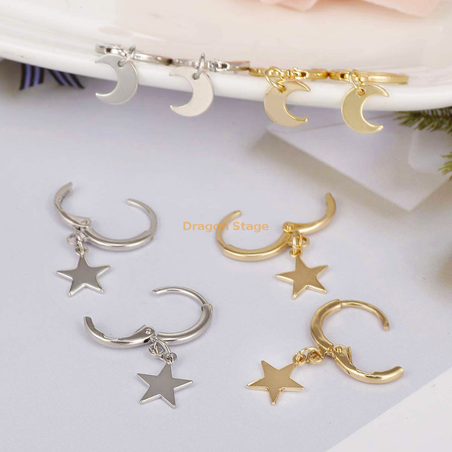 Women Girls Earring Jewelry Stainless Steel Custom Small Star Moon Evil Eye 14k Gold Butterfly Dangle Huggie Hoop Earrings