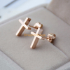 Cheap Wholesale Women Accessories Fashion Jewelry Stainless Steel Custom 18K Rose Gold Plated Simple Cross Stud Earring