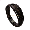 Wholesale Cheap OEM Jewelry Woven Bangle Magnetic Clasp Custom Blank Genuine Braided Stainless Steel Black Men Leather Bracelets