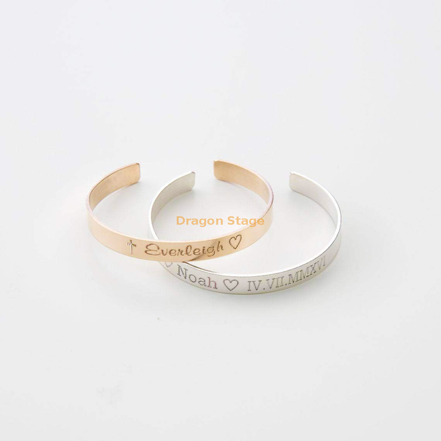 high quality personalized engraved name boy girl bracelet jewelry stainless steel rose gold plated cuff bracelet baby bangle