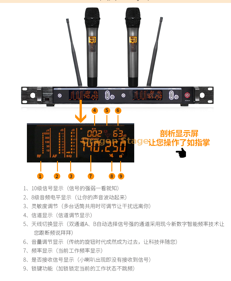 details of Professional outdoor stage performance wedding one to two wireless microphone home conference KTV home microphone (6)