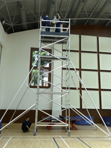 7m Custom Wooden Deck Double Scaffolding with Clambing Ladders