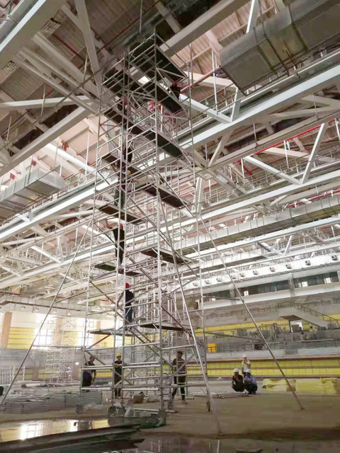 Aluminum Double Wide Climb Ladder Scaffolding 12.21m