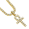 Hiphop Jewelry Unisex CZ Diamond Ankh Key Necklace Tennis Chain