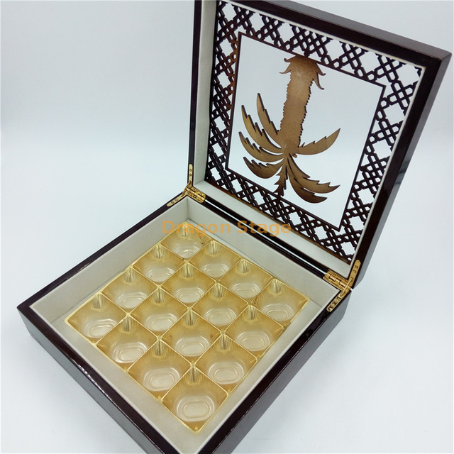 Mid-East Market Fancy Coconut Tree Chocolate Dates Wooden Packaging Box