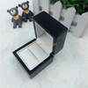 Wooden Box factory customized Glossy Black Lacquer Wooden Ring Box Leather Ring Slot Box For Weddings