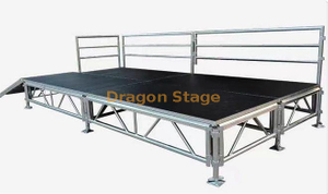 Adjustable Modular Aluminum Event Stage with Adjustable Legs With Railings 10x10m Height 0.8-1.2m