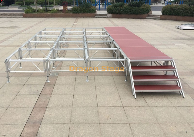 Non- Slip Surface Aluminum Portable Mobile Stage for Outdoor Events 24.4x12.2m Height 1.2-2m with Stage Guardrails