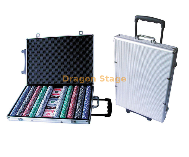 Factory Party Durable Shockproof Trolly Aluminum 1000 Poker Chip Box