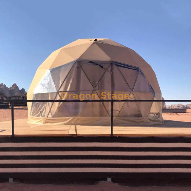 Khaki Steel Prefab Dome Tent for Resort Hotel with Aluminum Foil Insulation Lining