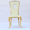 Villa supporting dining chairs, white leather backrest chairs, foldable wedding and wedding stainless steel hollowed out chairs, wholesale in stock