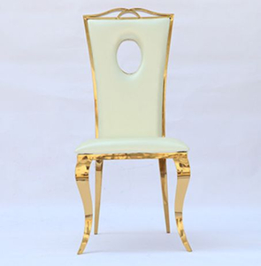 Villa supporting dining chairs, white leather backrest chairs, foldable wedding and wedding stainless steel hollowed out chairs, wholesale in stock