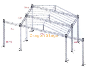 Aluminum Outdoor Event Truss System Concert Roof Truss For Hanging Speakers 20x20x7m