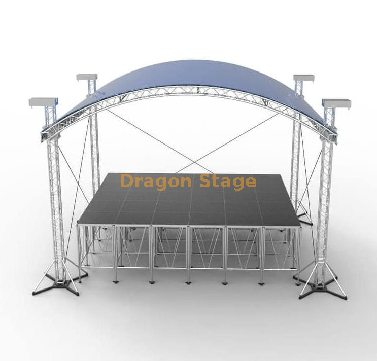 Aluminum Concert Stage Curve Roof Truss 10x7x7m