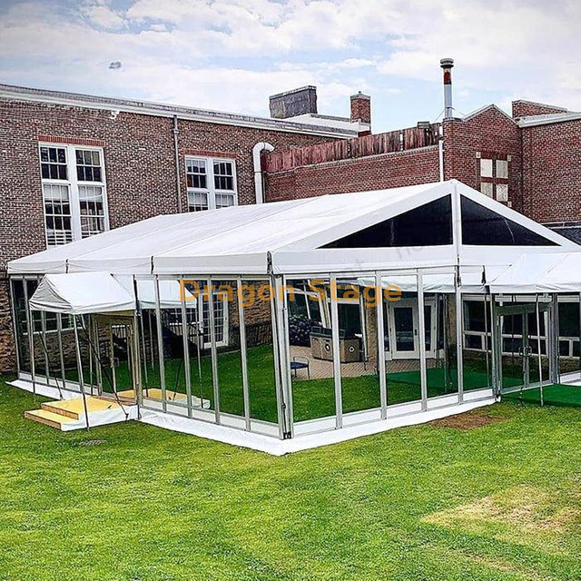 33x66ft White Canopy Tent For Banquet Marriage Party With Glass Wall