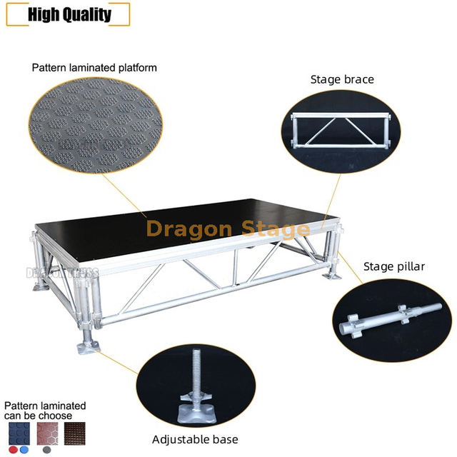 Durable & Adjustable Portable Platform Stage Event Concert 14x10m with 2 Stairs