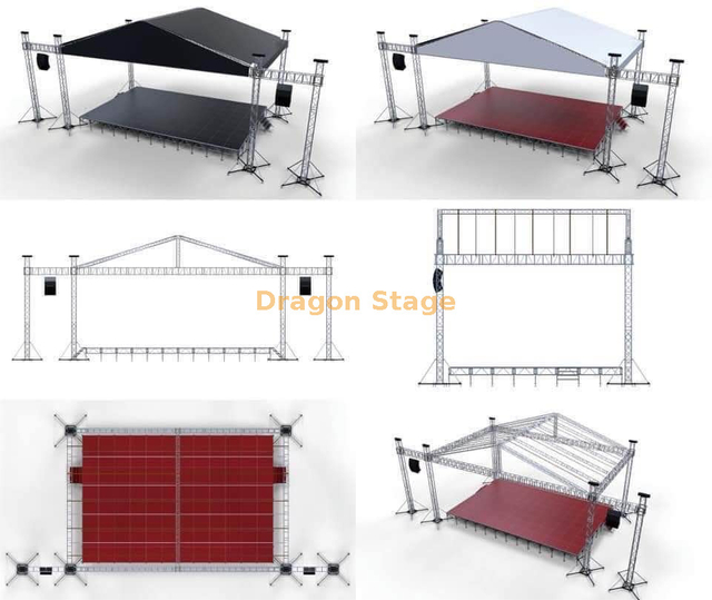 16x10x10m Peak Roof Truss System with Dual 3m LED Screen Wings (10m Height, Aluminum Spigot Truss)