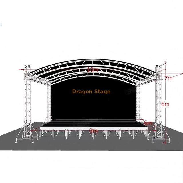 10x7x6m Aluminum Curved Roof Stage Truss System – Professional 6m High Modular Concert Lighting Rig