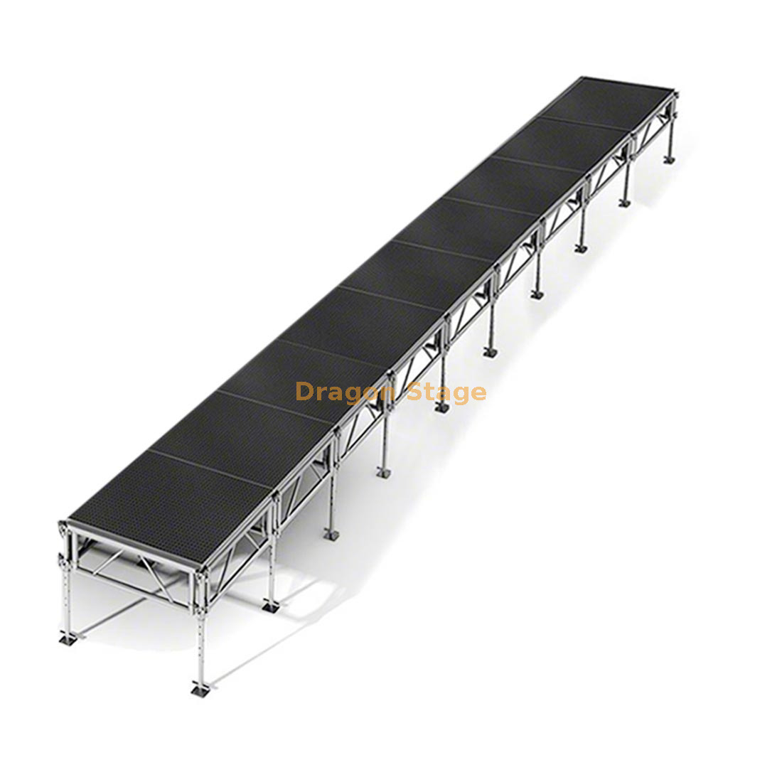 36'x4' Professional Aluminum Mobile Runway Stage - Adjustable Height (0.4m - 2m)