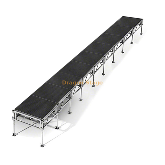 36'x4' Professional Aluminum Mobile Runway Stage - Adjustable Height (0.4m - 2m)