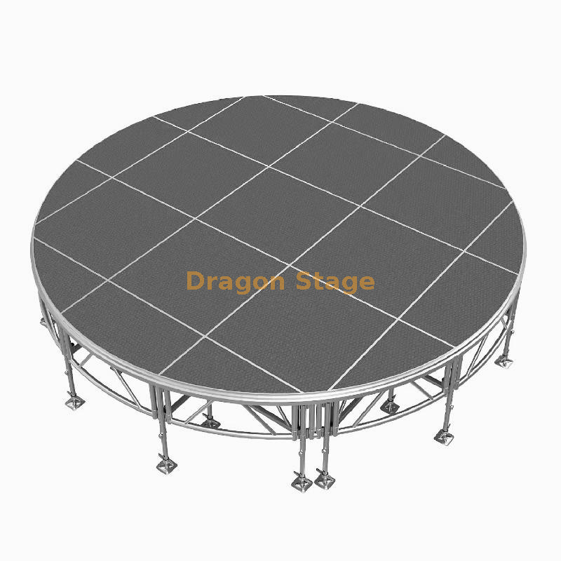 4.88m Circular Aluminum Alloy Portable Stage System with Adjustable 0.4m-0.8m Height and Stairs