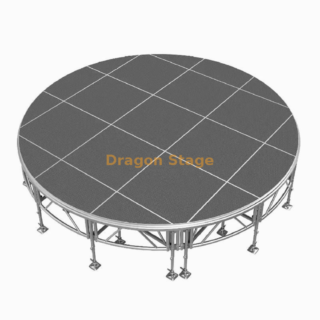 4.88m Circular Aluminum Alloy Portable Stage System with Adjustable 0.4m-0.8m Height and Stairs