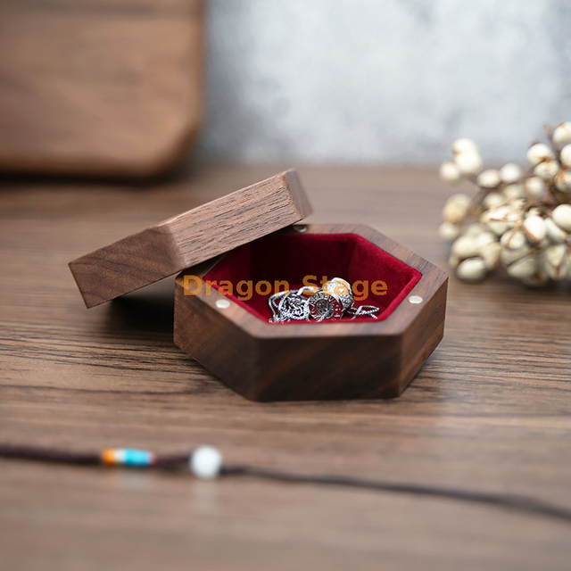 Custom Logo Luxury Hexagon Necklace Storage Gift Packaging Walnut Wooden Jewelry Box