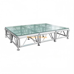 Aluminum Clear Acrylic Glass Decoration Wedding Stage 3.66x2.44m Height 0.4-0.6m