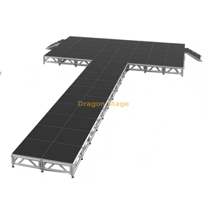 18.3x9.76m Professional T-Shape Fashion Catwalk | Adjustable 0.4m–0.8m Aluminum Modular Runway Stage