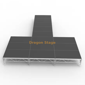 8.54x9.76m T-Shape Modular Aluminum Stage Kit | 0.4m–0.8m Adjustable Height Professional Runway
