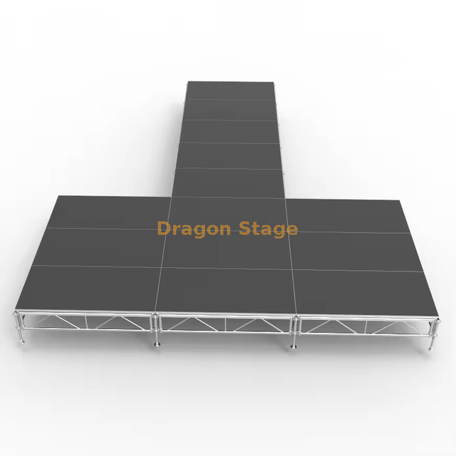 8.54x9.76m T-Shape Modular Aluminum Stage Kit | 0.4m–0.8m Adjustable Height Professional Runway
