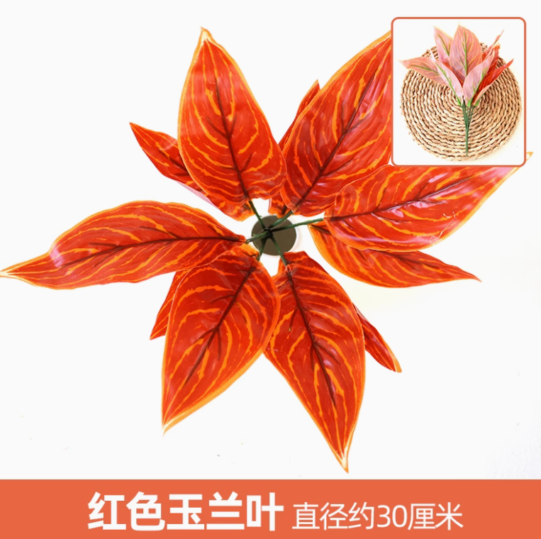 酒红色 红色玉兰叶1枝